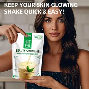 HiPlus Beauty Smoothie Mix (150g, 30 Servings) - USDA Organic, Vegan, Gluten-Free Plant Protein & Vitamin C Collagen Supplement with Antioxidants for Skin Care, Glowing Skin