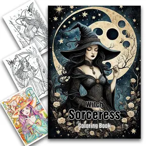 Witch Coloring Book, 1 Count Enchanting Witch Mage Coloring Book, Stress Relief Coloring Book for Friend Lover Family Students, Art Supplies