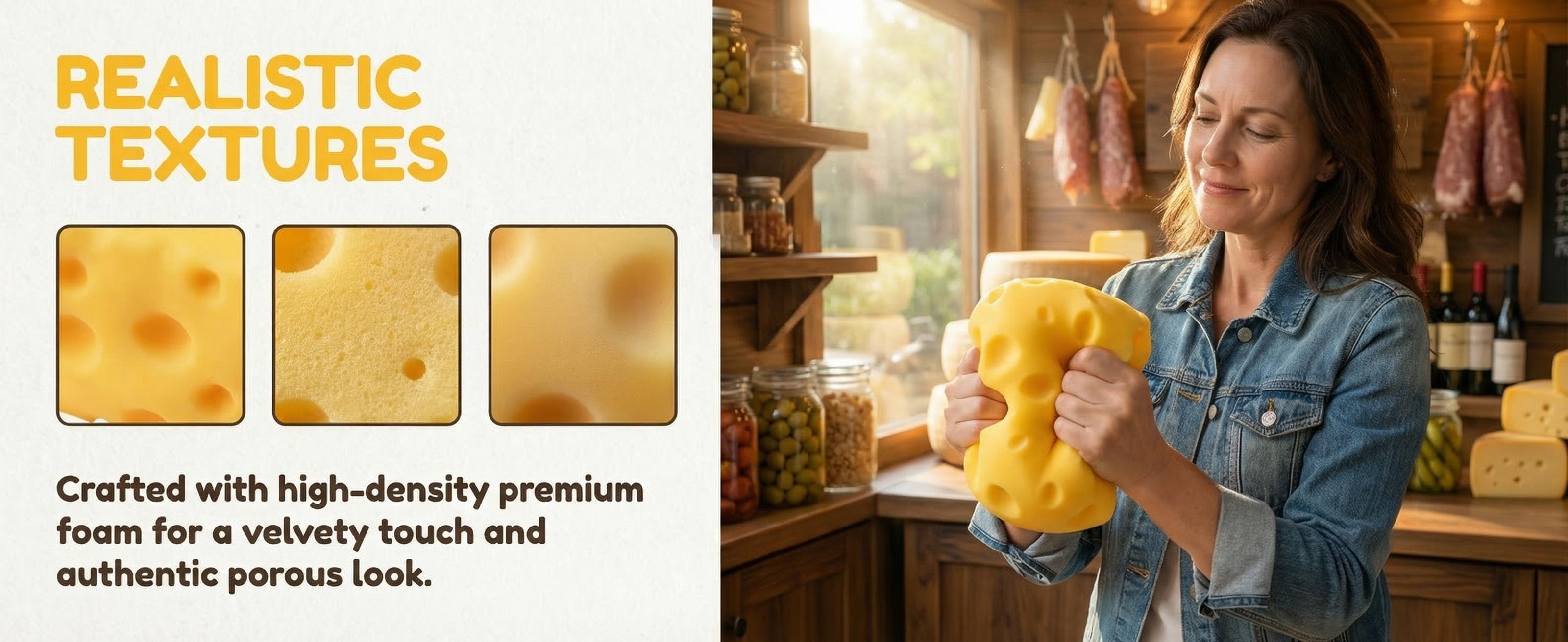 Squishy Cheese Block - Yellow Moldable Fidget Toy for Kids & Adults, Stress Relief Sensory Squeeze Toy, Fun Play & Relaxation, Perfect Easter Gift