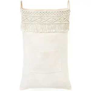 Macrame Hanging Laundry Hamper Bag Over The Door Organizer Laundry Bag Boho Decor Hanging Clothes Hamper for College Dorm Room Bathroom Home Travel Space Saving