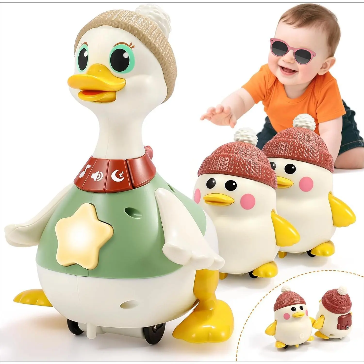 P-ITC06     Infant Baby Toys 6-12 Months: Musical Crawling Duck Toy Must Have 5 6 7 8 9 10 12 18 Month Old Baby Toy 0-6-12-18 Month Newborn Tummy Time Toys for 1 Year Old Boy Girl Gifts Stocking Stuffers