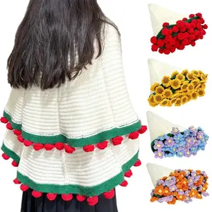 2026 new Handmade Crocheted Blanket Reusable Flower Bouquet Blankets Soft Knitting Throw Blankets for Sofa Throw Nursery Blanket Mattress