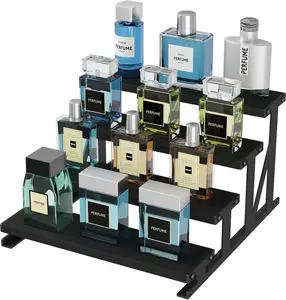 Lifewit Cologne Organizer for Men, Wooden Spice Rack, Cupcake Stand, 9.9" Display Riser for Perfume, Fragrance, Aftershave, Vanity, Bedroom, Bathroom Countertop Storage, Bkack, 1 Pcs