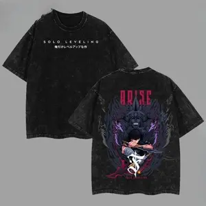 ToolHeaven Limited Edition SOLO LEVELING Shirt - Sung Woo Jin Anime Double Printed Oversize Lightweight Acid Washed Tee, Gift For anime lover Clothing Cotton
