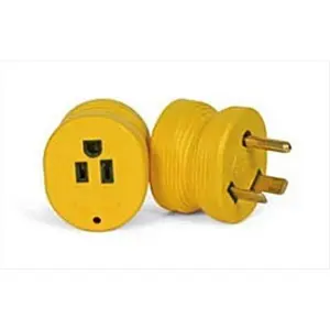 CAMCO 30A-15A Power Grip Electrical Adapter, 30A Male to 15A Socket, Contoured Wall Outlet Extender, Travel Plug Adapter with Power Light for Sports Collectibles Accessories