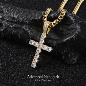 Chrysmos 24-inch 14K gold-plated Cuban chain with a 5A cubic zirconia cross | Multi-plated | Giftable
