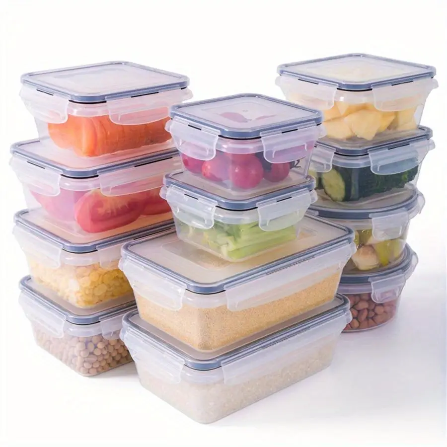 Food Storage Box, 3 Counts Clear Food Storage Container with Lid, Refrigerator Food Storage Box for Home Dormitory Dining Room Picnic Office