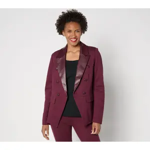 Belle by Kim Gravel Blazer with Faux Leather Trim