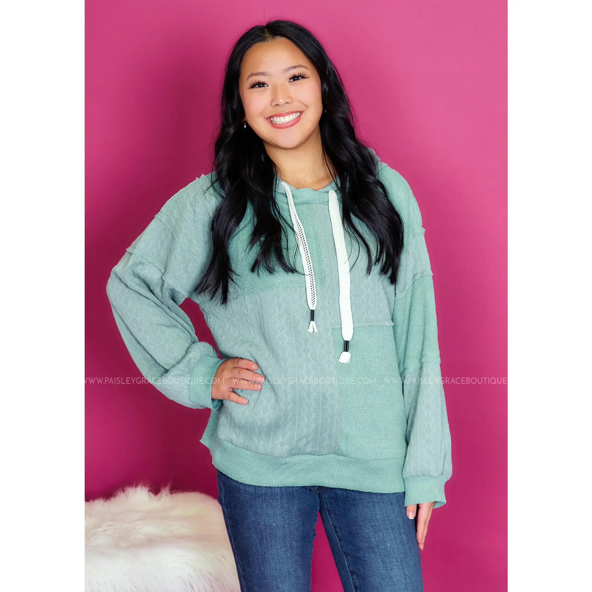 Put Your Troubles Aside Top - Jade  - FINAL SALE