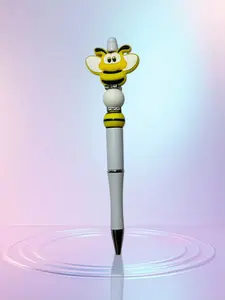 Beaded Pen Elegant Bumble Bee Black Pen with Intricate Beaded Pattern and Diamond Accents, Smooth Black Ink for Elegant Writing
