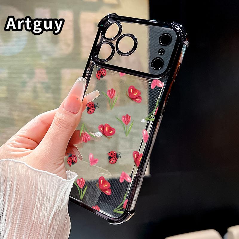 Ladybug Floral Dream Pattern Phone Case for iPhone 17 Pro Max 16 15 Plus Air 14 13 12 11 E Electroplated Cover with Airbag Shockproof Soft Silicone Casing Ladybug Floral Dream Pattern Phone Case for iPhone 17 Pro Max 16 15 Plus Air 14 13 12 11 E Electroplated Cover with Airbag Shockproof Soft Silicone Casing