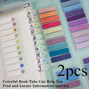 2pcs Color Book Annotation Adhesive Tabs - Writable and Repositionable, Translucent Page Markers with Easy-to-Organize Flipchart Flags, Sticky Note Index Stickers, Book Reading Stickers