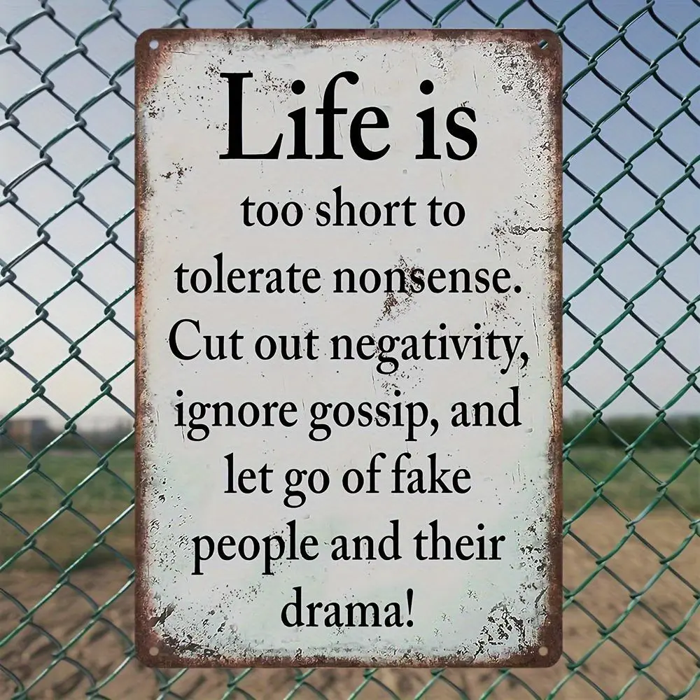 1pc Casual American Retro Rectangle Vintage Life Quote Sign - 8x12 in Rustic Wall Art Plaque, Durable Contemporary Art Indoor Home Decor for Home, Office Use, One-Piece, Indoors