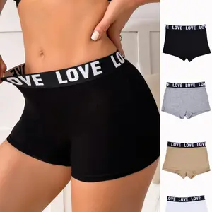 Women's Letter Tape Boyshort Knicker, Slim Fits Soft Breathable Seamless Panty, Underwear for Women, Summer Clothes, Comfortable Women's Underwear for Daily Wear,  Underwear for Women