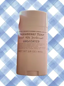 Drewberry Soap- Goat Milk Deodorant- Unscented - Aluminum, Paraben, Pthalates & Baking Soda Free Body Care Gentle Sensitive