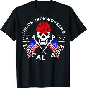 Union Ironworkers Local 433 American Flag Spud Hard Hat T-Shirt - Isaaclog Shop 91B07KG69PQT
