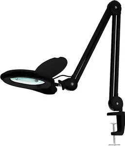 Neatfi LED Bifocal Magnifying Lamp 1,200 Lumens – 5” Glass Lens, Dual Magnification 2.25X/6X, Dimmable | Adjustable Arm with Clamp | Crafting, Jewelry & Reading
