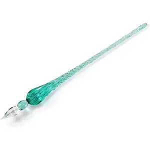 Handmade Glass Dip Pen Crystal Calligraphy Pen Signature Dipped Pen for Artist Women Men Teens,Writing Drawing Decoration Gifts (Ice green)
