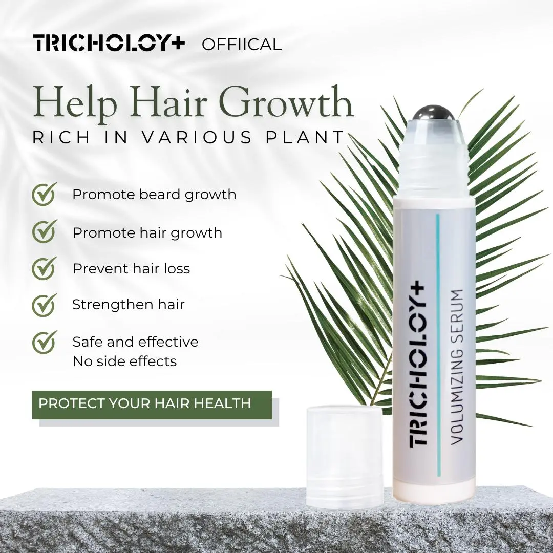Tricholoy Hair Growth Roll-On Serum for Men & Women | 3% Rosemary, Pea Sprout, Moringa | Precision Scalp Applicator | Paraben/Sulphate-Free | Non-Oily | DHT Blocking