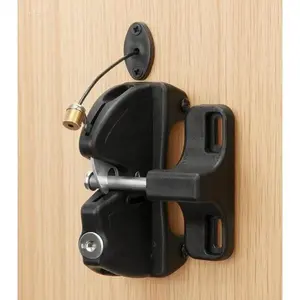 2-Sided Spring Loaded Gate Latch with Key Lockable Pull Cable - Heavy Duty Fence Lock for Outdoor Gates - Secure Locking Hardware for Metal, Wood, Vinyl Fences - Durable Black Finish adjustable  door  hinge sponge cushion