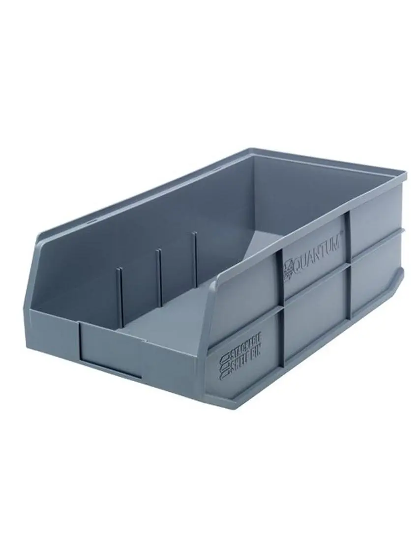 Quantum Storage Systems QTM SSB485GY Stackable Shelf Bin, Gray - 6 per Cotton