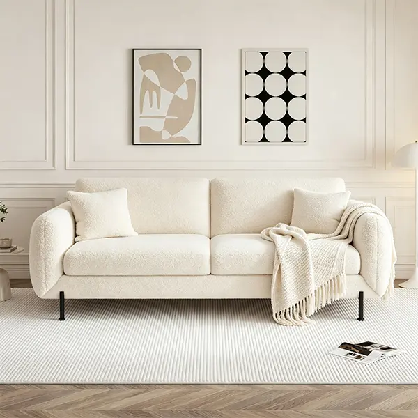 【2 Packages Shipping】Vipworld 82" Loveseat Sofa for Living Room, Modern Soft Lambswool Love Seat, Cloud Sofa with Deep Seat, Easy to Install