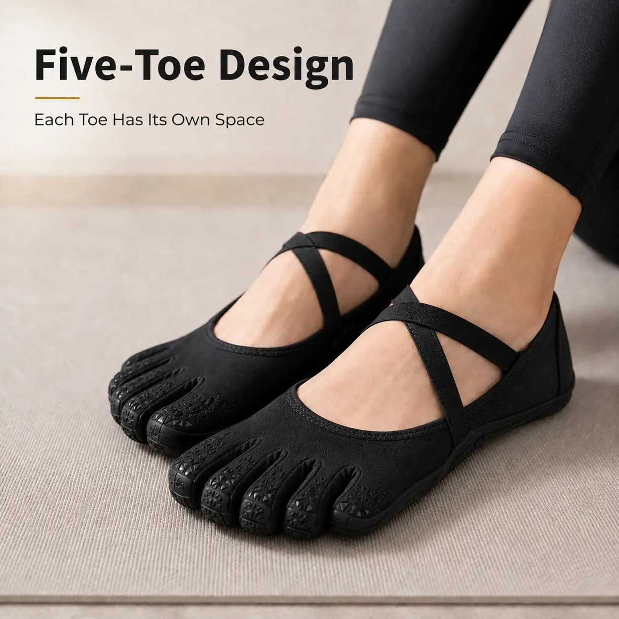 [Dealsforyou] Women's Five-Toe Barefoot Shoes, Lightweight Flexible Cross-Strap Flats for Pilates, Yoga, Barre, Dance & Indoor Workouts, EU 35-43