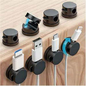 8 Pack 360° Rotatable Strong Magnetic Cable Clips Cord Holder for Nightstand, 1s Lock Phone Charger Holder, Adhesive Magnetic Cord Clips for Home/Office/Car/Game Station, Smooth Adjustable