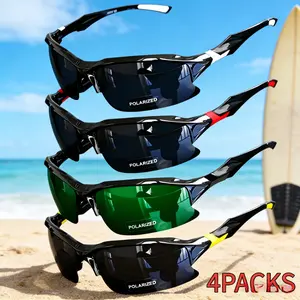 4-Pack Polarized Sports Glasses for Men & Women, Windproof Outdoor Eyewear for Baseball, Running, Fishing, Golf & Driving