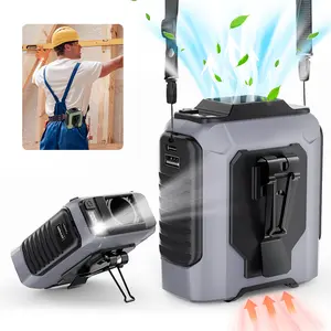Portable Fan, USB Rechargeable Waist Fan with Clip, 5 Wind Speeds, Power Bank & LED Flashlight, Personal Cooling Fan for Outdoor Work, Camping, Hiking, Jobsite