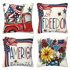 American Beautiful Voice of Freedom Pillowcase, Freedom Theme, July 4th Independence Day Patriotic Pillow Cover, Suitable for Sofa, 4-piece Set with Double sided Printing, Home Textile