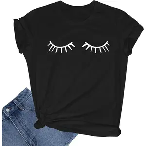 Closed Eyelashes Graphic T-Shirt - Cute Minimalist Aesthetic Tee