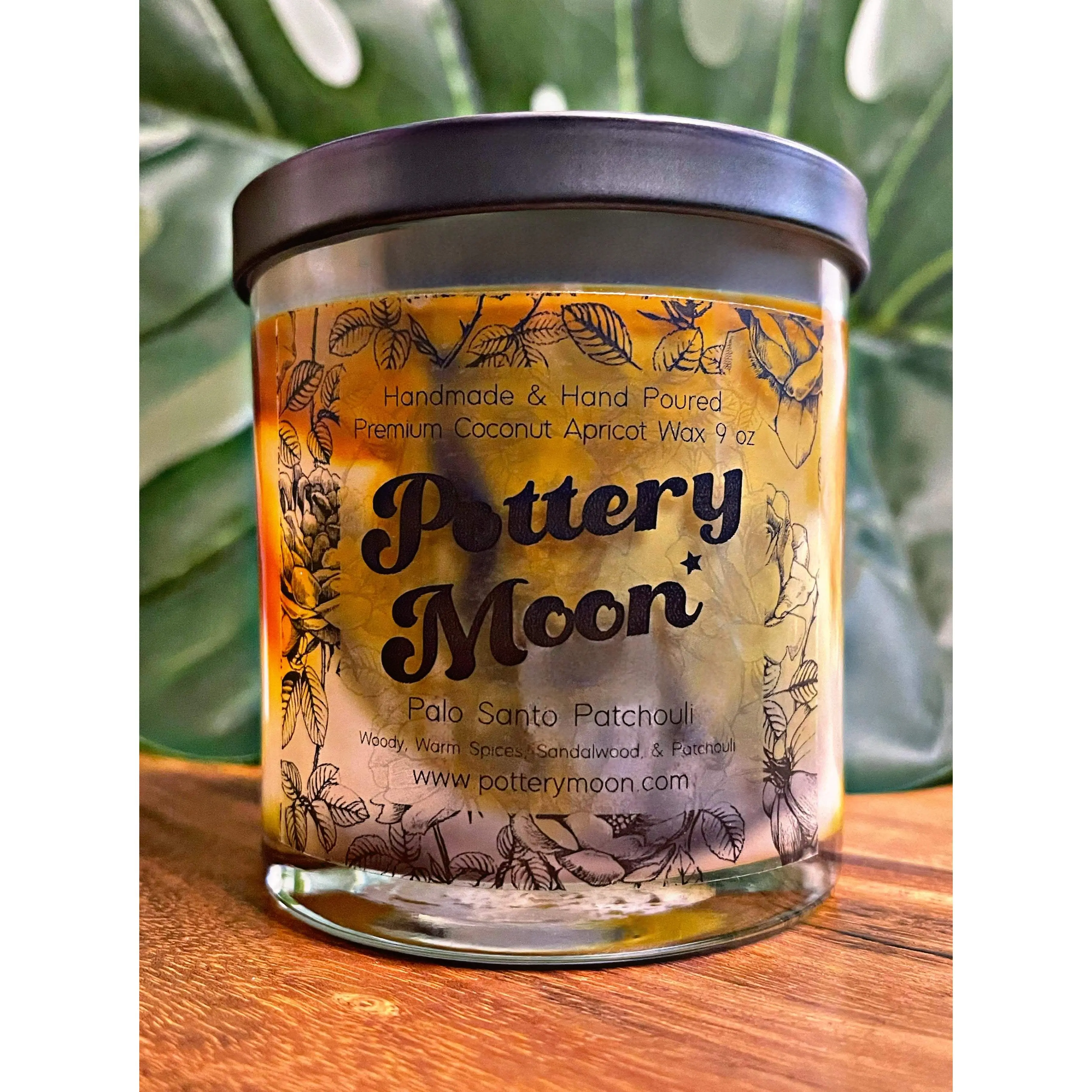 Palo Santo Patchouli Marbled Candle Premium Wax Wooden Wick 9 oz Jar