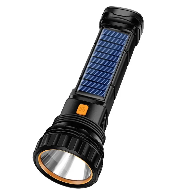 Solar Power Flashlight Car Flashlight USB Rechargeable Torch,Solar LED Flashlight, with Emergency Strobe Light and 1200 Mah Battery, Emergency Power Supply and USB Charging Cable, 1000 Lumens High Power Hand-Held LED Flashlight, Fast Charging Flashlight w