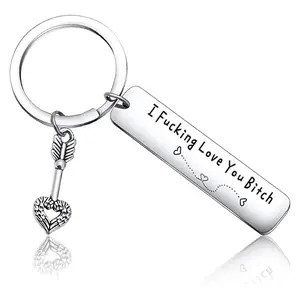 Best Friend Keychain for Women, Stainless Steel Key Chain Engrave I Fking Love You Birth Birthday Christmas Friendship Gift for Bestie Best Friends Female Bff