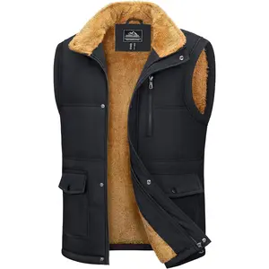 Mens Winter Vests Outerwear Fleece Lined Puffer Vest Warm Casual Quilted Vest Bubble Sherpa Vest Jacket