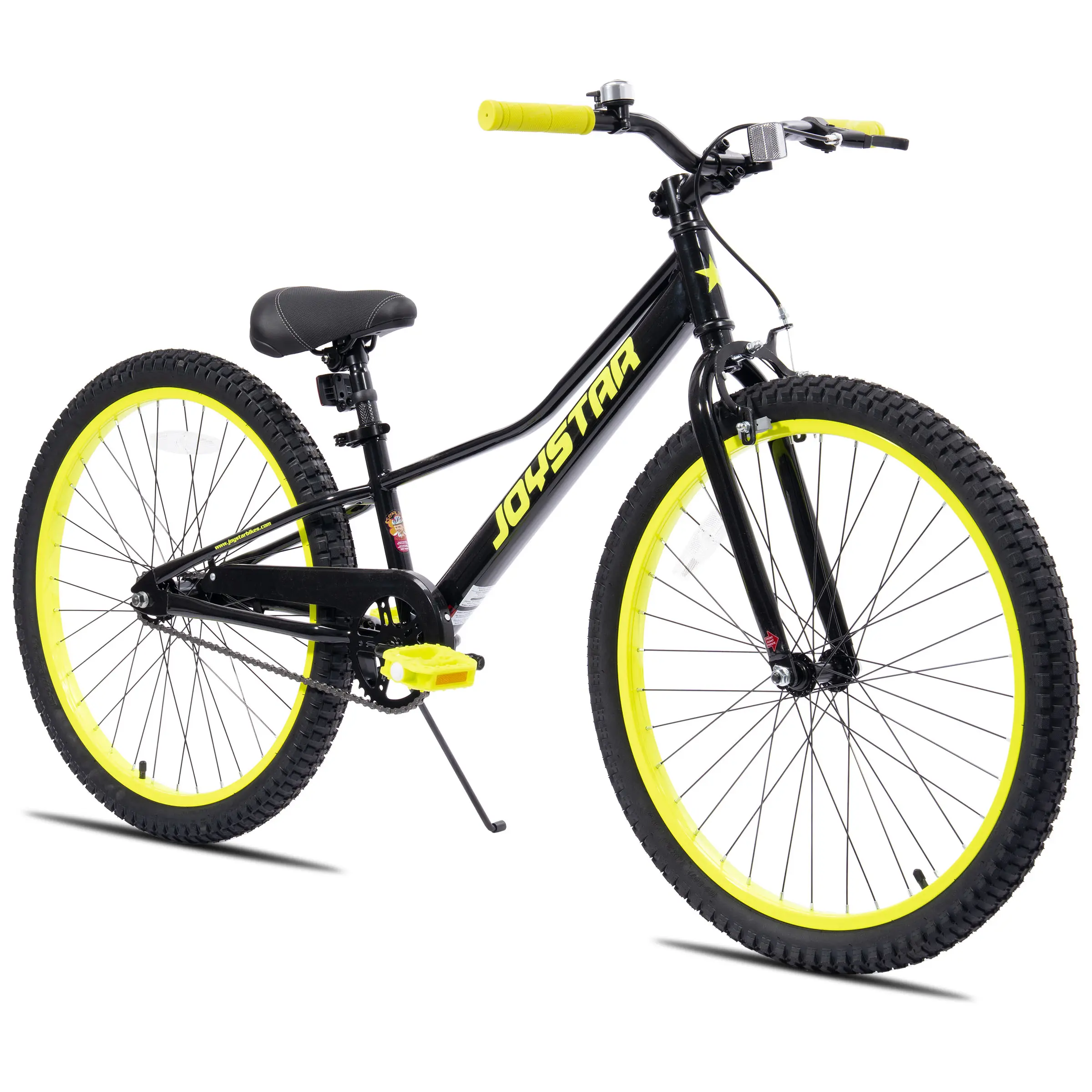 Joystar 24-Inch Kids' Model Bike for Ages 7-12 Boys & Girls, Bicycle with Training Wheels & Handbrake, Ideal Outdoor Rides Birthday Gift Mountain Bike, 24 Inch Bike, Curved Bars