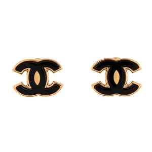 Pre-owned Chanel CC Stud Earrings Metal with Enamel by Rebag