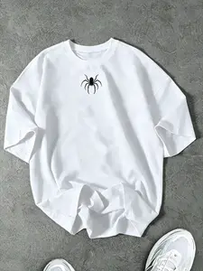 Unisex Graphic Tee Spider Print American Streetwear Design Oversized T Shirt Casual Crewneck Short Sleeve Soft Cotton Breathable Loose Fit Daily Wear Trendy Aesthetic Graphic Fashion Top