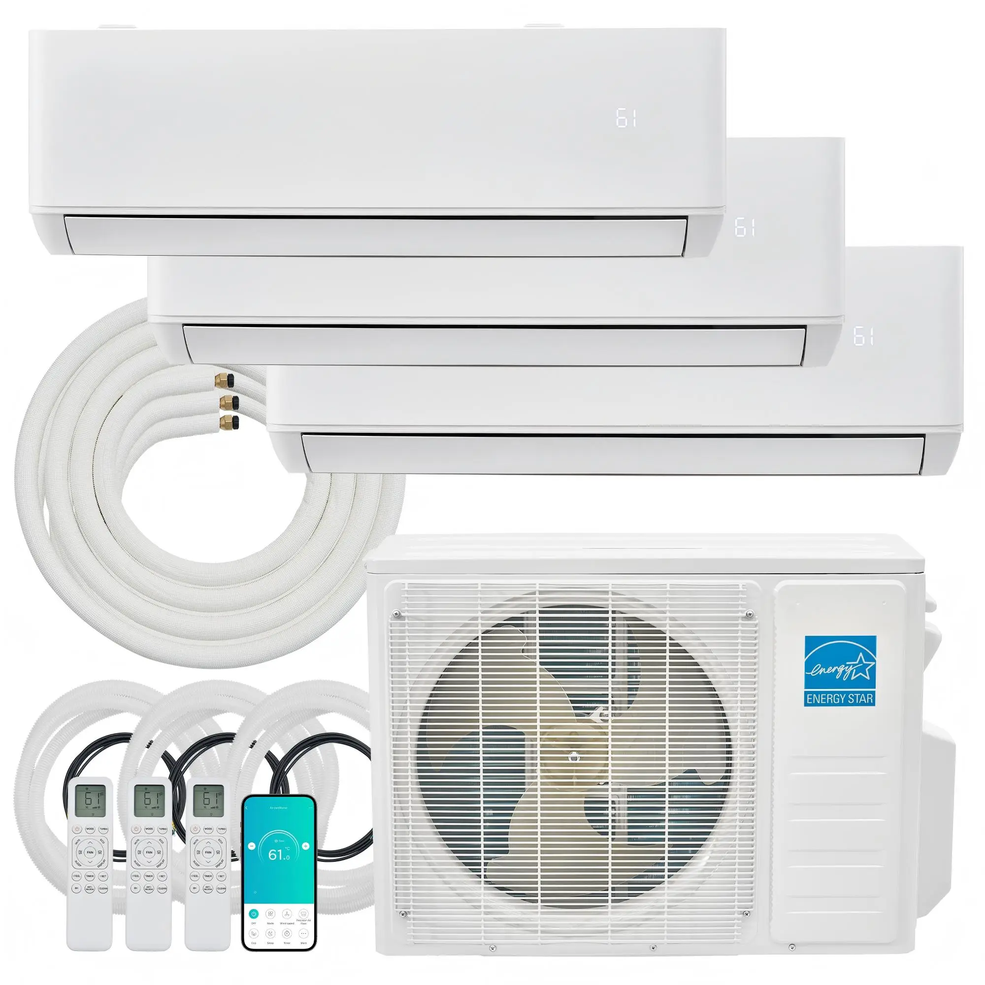 [Ships in Multiple Boxes] [Summerwins] [SummerFinds] AMERLIFE Mini Split Conditioner, AC/Heating, 20,000/28,000 BTU, 22/25 SEER2, Multiple Zone Ductless Inverter Heat Pump, WiFi with Pre-Charged Condenser & 16.4 Ft Line Set, 208-230V, Energy-Efficient