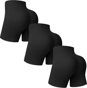3 Pack Workout Gym Shorts Women-5" Seamless Butt Lifting Tummy Control Plus Size Seamless Booty Biker Shorts