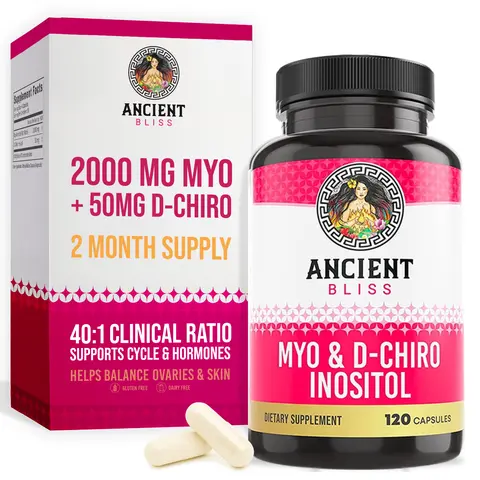 Ancient Bliss Inositol Supplement for Women | 2050mg Myo & D-Chiro Inositol 40:1 Ratio | Hormone Balance, Ovarian & Menstrual Cycle Support | Metabolic Health | 120 Vegan Capsules