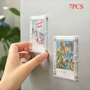 7 Magnetic Photo Frames, Fridge Magnet Photo Album Frames, Polaroid Mini Frames, Square Frame, Family Memory Photo Display Frames, Compatible with Fujifilm Instax Film - Photo Card Displays, Home Decor Accessory for Home and Office Décor Christmas