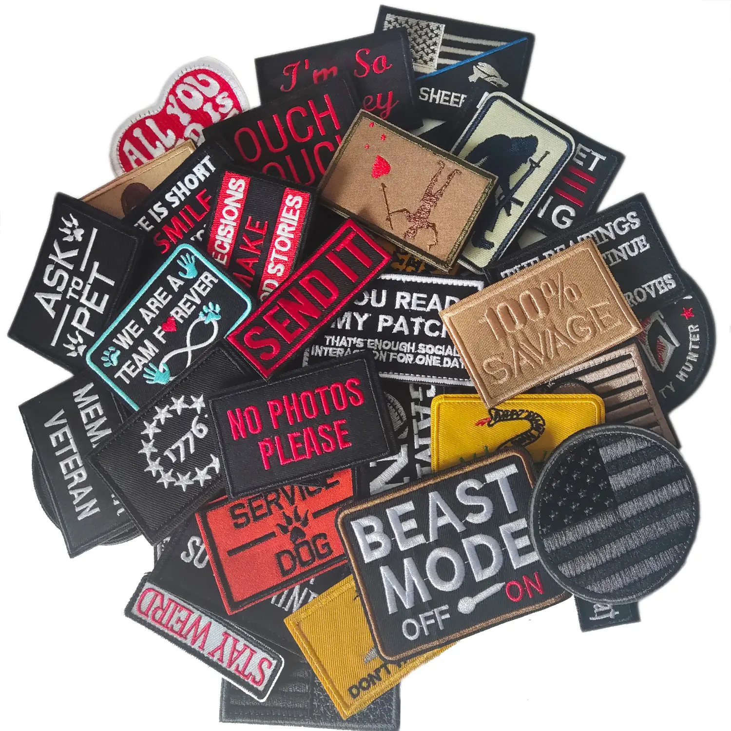 Random Color Patch (20pcs), Embroidered Patches, Cute Embroidery Patch, Geometric Embroidery Design, Embroidery Craft, Armbands for Hat, Backpack, Clothes, Vest, Tactical Equipment