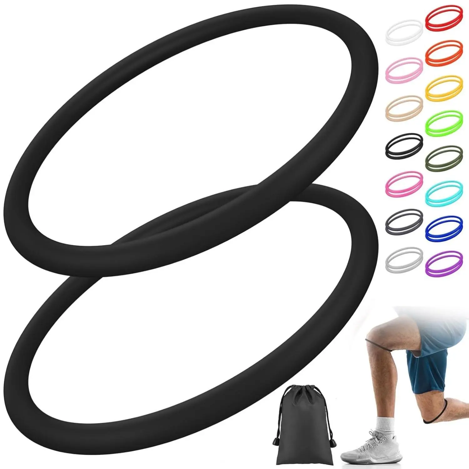 2 Pcs Silicone Patella Tendon Support Patella Knee Band for Basketball Knee Pain Running Tendon Brace Support Strap (Black,M)
