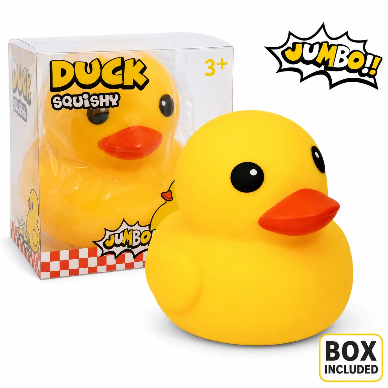 Jumbo Duck Squishy, Cute Yellow Duck Squishy Squeeze Toys, Soft Rubber Stress Relief Toy, Dough Stress Ball Sensory Fidget Toys for Party Favors Goodie Bag Fillers Birthday Gifts