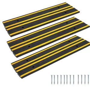 GAOMON 48" Car Driveway Rubber Curb Ramp 3 Pack, 33000 LBS Heavy Duty Low Profile Slope Ramps with Reflective Safety Strips for Vehicles, RVs, and Wheelchairs