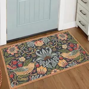Vintage Floral Pattern Door Mat, Non-slip Washable Floor Mat, Decorative Carpet for Home Kitchen Living Room Outdoor Entrance