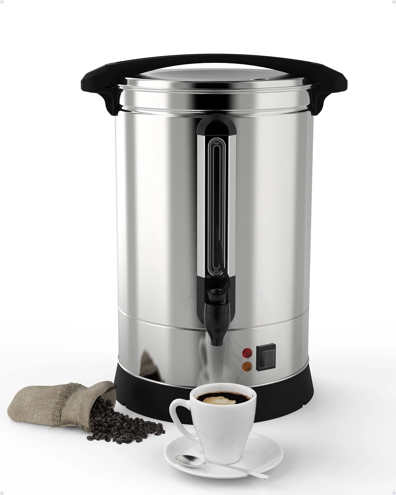 Industry-Grade Stainless Steel Insulated Coffee Urn Brewer - 100-Cup 14L/3.8Gal Kitchen Coffee Equipment with Insulation & Superior Heat Retention, Hot Beverage Dispenser for Commercial Events, Tea