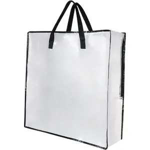 Clear Storage Bags with Zipper and Handles, Under Bed Storage and Closet Organizers Containers, Blanket Bags for Clothes Pillow Bedding Moving and Packing Supplies, Pack of 1